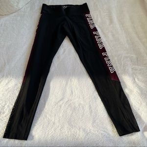 Victoria’s Secret PINK ultimate leggings black with burgundy stripe